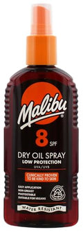 Malibu Sun SPF 8 Non-Greasy Dry Oil Spray for Tanning with Shea Butter Extract, Tan Enhancing & Moisturising Body Oil Mist, Water Resistant, 200ml