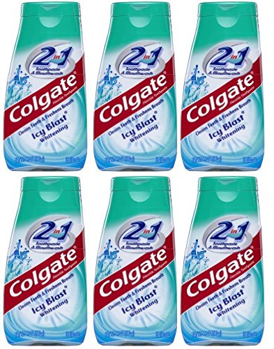 Colgate 2-in-1 Toothpaste & Mouthwash, Whitening Icy Blast, 4.6-Ounce Tubes (Pack of 6)