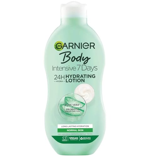 Garnier Intensive 7 Days Aloe Vera & Probiotic Extract Body Lotion 400ml, Hydrating and Refreshing Moisturiser, Up to 7 Days Hydration, For Normal Skin, Fast Absorbing & Non Greasy