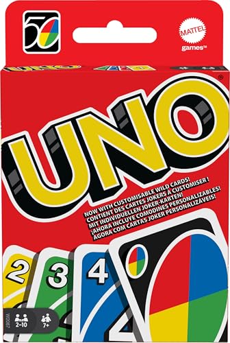 Mattel Games UNO, Classic Card Game for Kids and Adults for Family Game Night, Use as a Travel Game or Engaging Gift for Kids, 2 to 10 Players, Ages 7 and Up, W2087