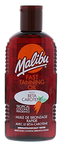 Malibu Sun Bronzing Fast Tanning Oil with Beta Carotene, Hydrating Bronzing Body Oil with Tropical Coconut Fragrance, Water Resistant, 200ml