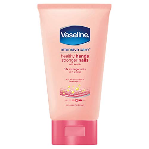 Vaseline Intensive Care Healthy Hands Stronger Nails with Keratin and Vaseline Jelly Hand Cream for Very Dry Hands and Itchy Skin 75 ml (Pack of 3)