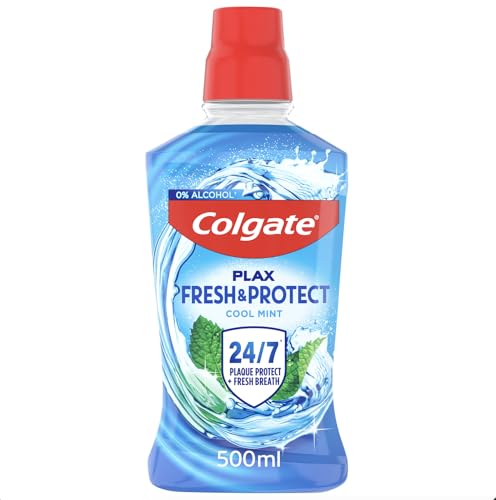 Colgate Plax Cool Mint Mouthwash 500ml - Fresh Breath mouthwash - Instant Long-Lasting Freshness - no Burn Experience - 24/7 Plaque Protection When Used Twice Daily - clinically Tested by Dentists