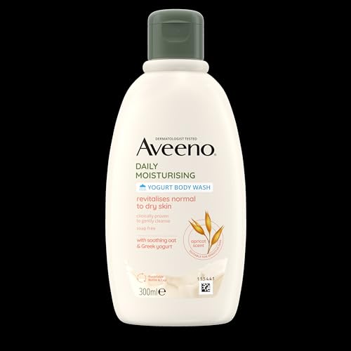 Aveeno Daily Moisturising Yogurt Body Wash Shower Gel 300 ml with Prebiotic Oat and Probiotic Greek Yogurt for Normal to Dry Sensitive Skin