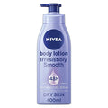 NIVEA Irresistibly Smooth Body Lotion (400ml), 72H Hydration NIVEA Moisturiser for Soft and Smooth Skin Made with Pure Hyaluron and Shea Butter, Intensive Moisturising Body Moisturiser