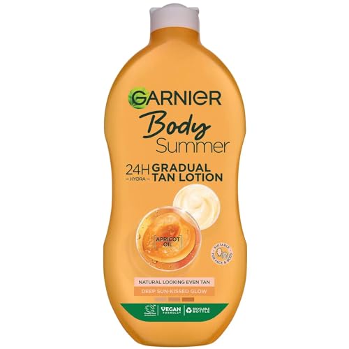 Garnier Summer Body Gradual Tan Moisturiser Light, For A Radiant Sun Kissed Glow, Suitable For Face & Body, 24 Hour Hydration & A Natural Even Tan, Fast Absorption, Vegan Formula, 400ml