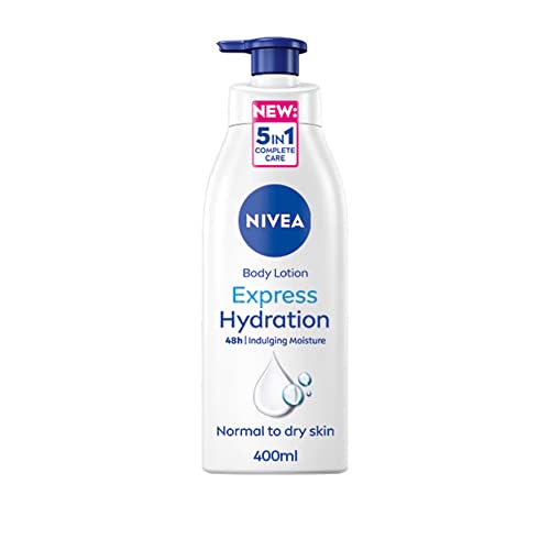 NIVEA Express Hydration Body Lotion (400ml), Fast Absorbing 72H Hydration Body Moisturiser for Dry Skin Made with Deep Moisture Serum and Sea Minerals, Smooth Skin Lotion