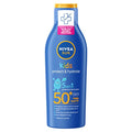 NIVEA SUN KIDS Protect & Play Sun Milk SPF 50+ (1 x 200ml), Moisturising Sunscreen for Children's Sensitive Skin, UVA/UVB Water Resistant Sun Protection