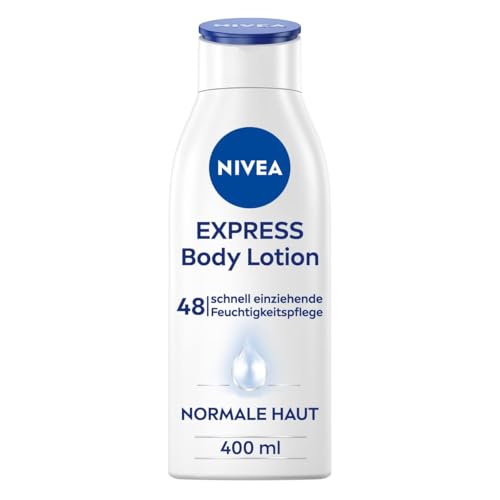 NIVEA Express Body Lotion (400 ml), Extra Fast Absorbing Body Lotion 3 in 1 Formula: 48h Care, Smoothness and Naturally Beautiful Skin