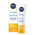 NIVEA Sun UV Face Sensitive SPF 50 Cream (50ml), Sunscreen Protects Against UVA/UVB Rays and Premature Skin Ageing, Sun Cream for Sensitive Facial Skin