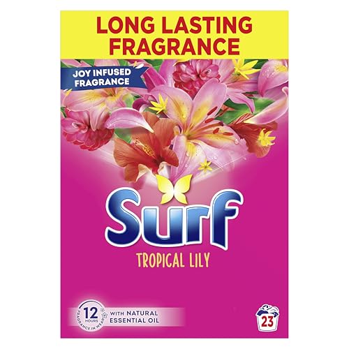 Surf Tropical Lily Washing Powder joy-infused fragrance with natural essential oil lasting up to 12 hours in wear for brilliantly clean laundry every time 23 washes 1.15 kg