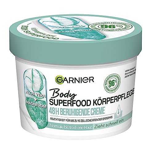 Garnier Body Care, Soothing Body Lotion, Normal to Dry Skin, with Magnesium & Aloe Vera, 48h Moisture, Instantly Absorbing Body Cream, Body Superfood for Stronger Skin Barriers, 380 ml