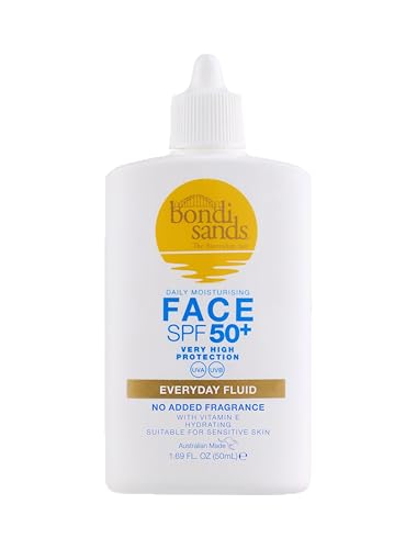 Bondi Sands SPF 50+ Fragrance Free - Face Fluid 50mL | UVA & UVB Protection | Suitable for Sensitive Skin | Cruelty Free | 50ml/1.69 FL Oz
