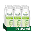 Simple Kind to Skin Refreshing Shower Gel Body Wash with cucumber extracts and pro-vitamin B5 for sensitive skin 6x 450 ml