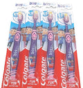 Colgate Kids Toothbrushes Multipack 6-9 Years - Multi-Height Soft bristles Clean Big and Small Teeth - Rounded tip for Easy Reach of Back Teeth - swhite bristles Toothpaste Guide - 4 Pack