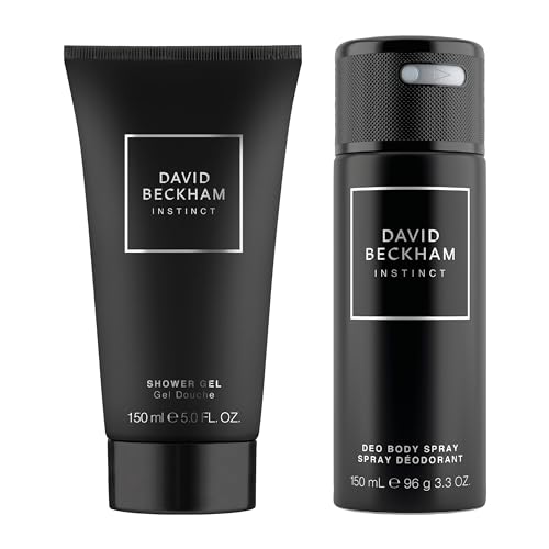 David Beckham Instinct Deodorant Body Spray & Shower Gel Gift Set for Him, Captivating Fougère Citrus Perfume, 150ml & 150ml