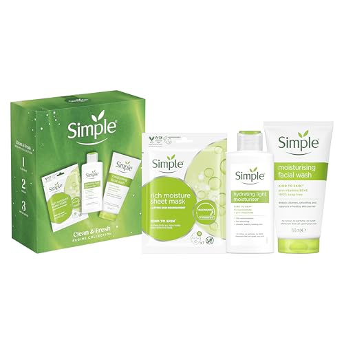 Simple Gift Set Simple Clean & Fresh Regime Collection with a facial wash, a sheet mask, and a moisturiser perfect for any occasion 3 piece